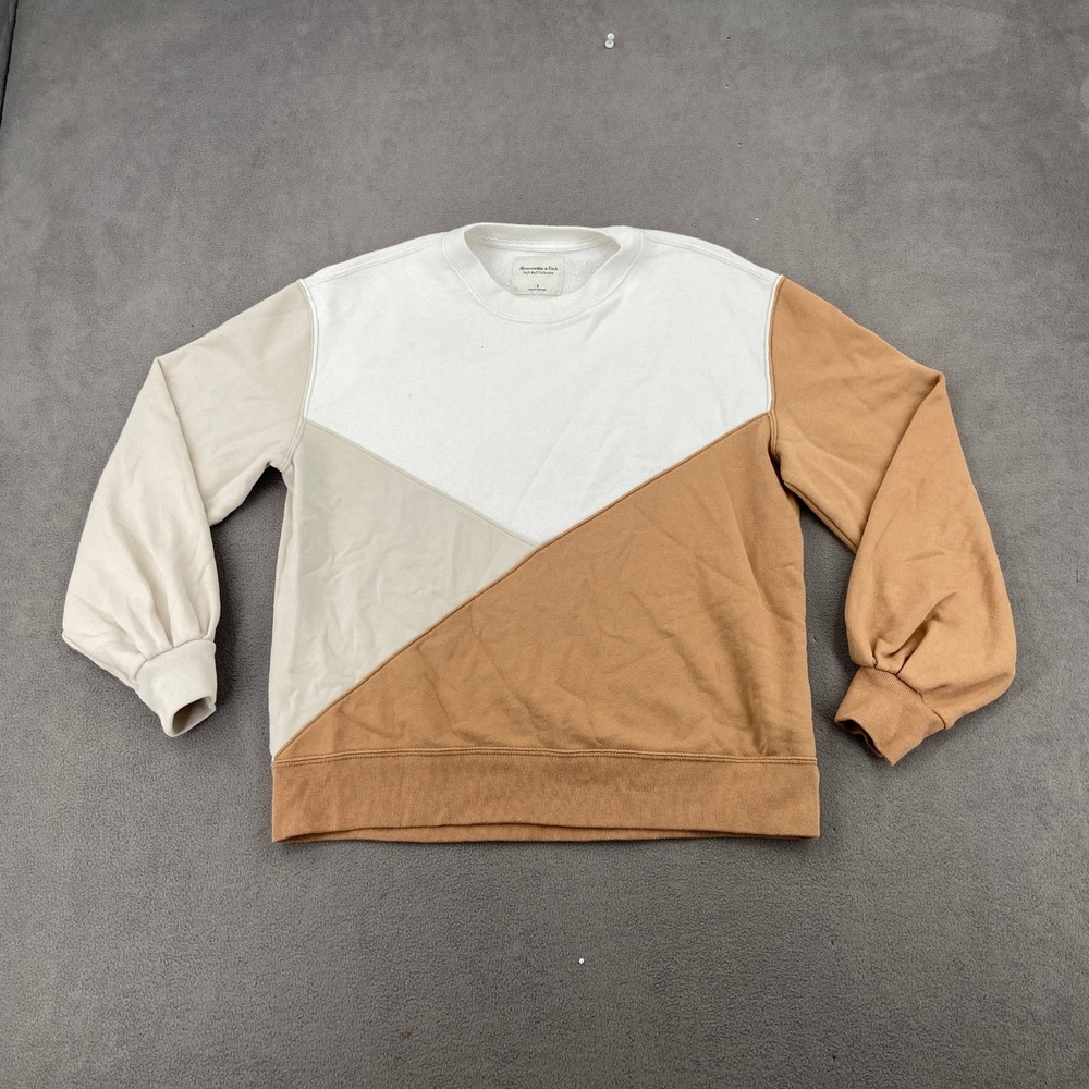 Abercrombie & Fitch Soft A&F Collection Colorblock Sweatshirt Neutral Tan Small